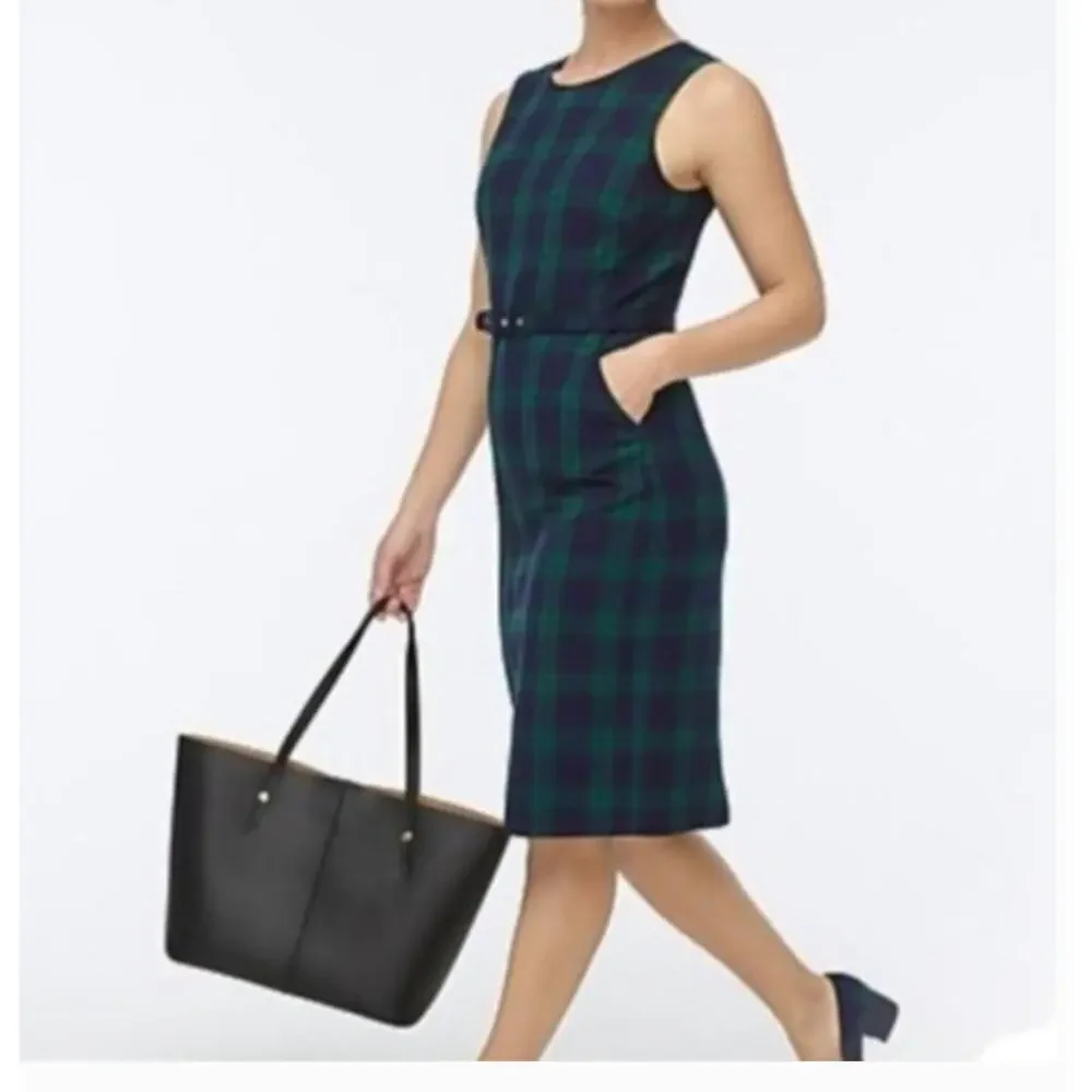 J.Crew Wool Plaid Sheath Dress Size 0 New with Tags